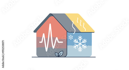 House with energy efficiency symbols.