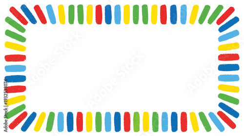Colorful Crayon Border Frame for Creative Art. Vector Illustrations. EPS Editable