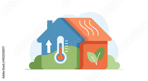 Eco friendly house with thermometer.