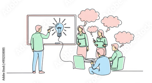 Team Brainstorming Idea Generation Lightbulb Meeting Collaboration