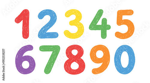 Colorful Number Set For Kids Education and Play. Vector Illustrations. EPS Editable