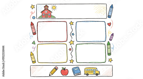 Playful Doodle Art Of School Supplies And Stationery. Vector Illustrations. EPS Editable