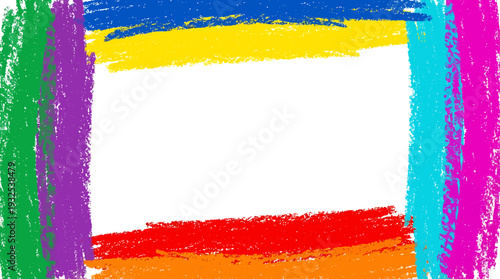 Vibrant Abstract Rainbow Brush Stroke Frame. Vector Illustrations. EPS Editable