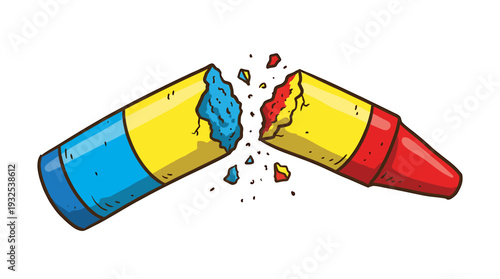 Broken Crayon Contrast Colorful Shards Illustration. Vector Illustrations. EPS Editable