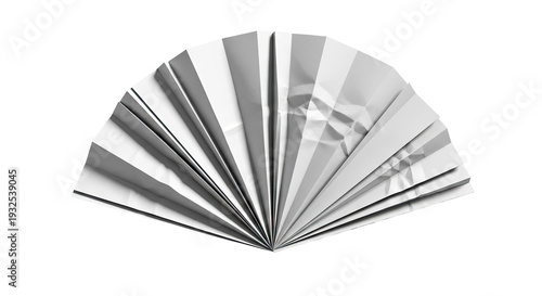 White folded paper fan with textured surface