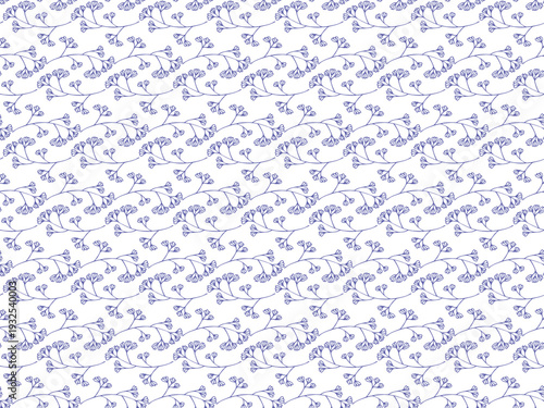 Seamless pattern with delicate blue branches, dry flowers, grass. Minimalist botanical vector background. hand drawn style for winter or spring decor, fabric, textile, wallpaper, or gift wrapping.