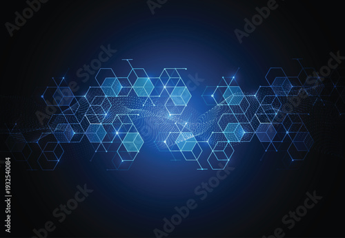 Abstract blockchain digital technology concept. Big data design. Vector illustration