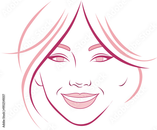 Elegant Senior Woman Face Line Art for International Women's Day Concept.
