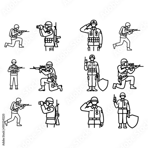 Military Soldier Silhouette Pack - Fighting Position and War Concept Vectors