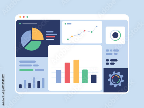 Business Analytics Dashboard Interface – Data Visualization Charts Web Admin Panel UI Vector Illustration