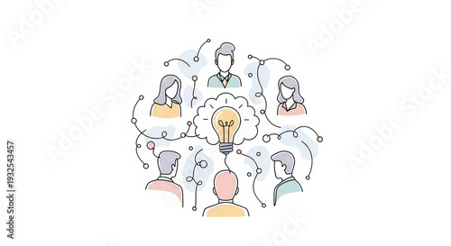 Teamwork Brainstorming Idea Lightbulb Connection People Circle
