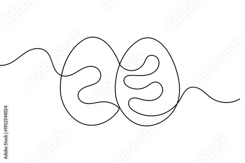 Single line drawing of a simple egg minimalist contour isolated on white background