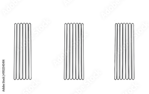 Minimal line art radiator heater vector illustration set with vertical heating panels for home interior, energy, HVAC, and building service design projects