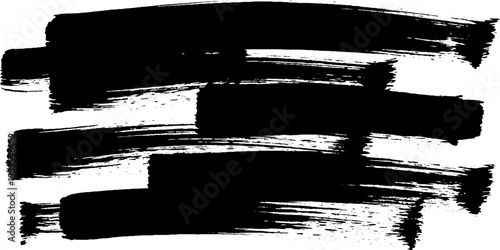 Bold black ink brush strokes on white background, abstract, raw, energetic, artistic, minimalist graphic element.