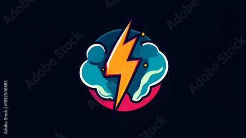 Color illustration icon for shock