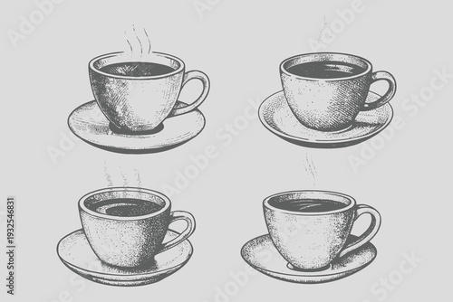 Vintage engraving style isolated teacup vector illustration. Realistic teacup hot drink mug sketch eps file for creative design. Eps 10