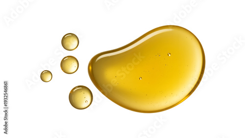 Golden liquid droplets on white background isolated on a transparent background