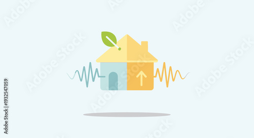 Eco Friendly House with Green Leaf.