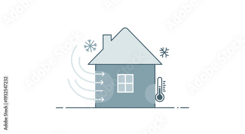 Simple house with snow and heat.