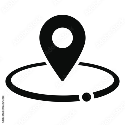 Map pin icon with surrounding circular path isolated on transparent background