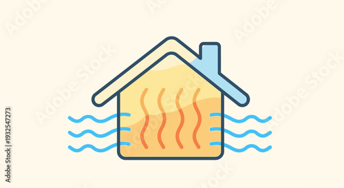 Simple house with heat lines.