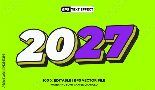 2027 Text Effect 3D Design Vector EPS Colour Full Template
