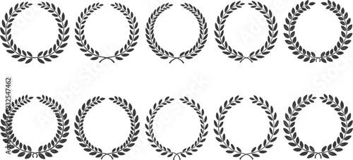 Classic laurel wreath frame vector set with decorative leaf crowns for awards, certificates, logos, branding, and vintage design projects