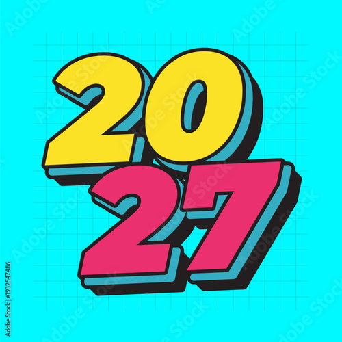 2027 Text Effect 3D Design Vector EPS Colour Full Template
