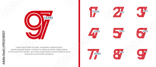 anniversary vector logo set, red and black color can be use for celebration