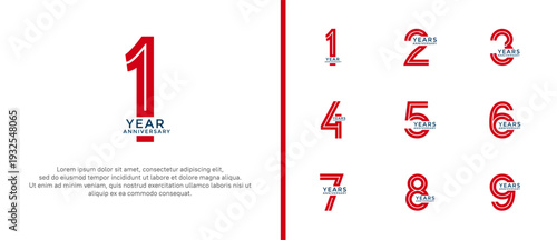 anniversary vector logo set, red and black color can be use for celebration