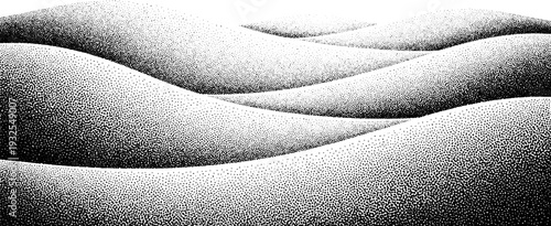 Abstract stippled landscape resembling rolling sand dunes or soft hills in a monochrome, minimalist style, creating a sense of calm and space.