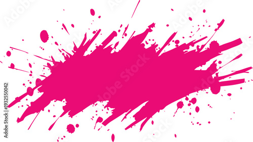 Pink paint splash background with bold grunge brush texture. Vibrant abstract splatter creates edgy artistic impact. Ideal for poster design, banner, modern advertising, creative branding.