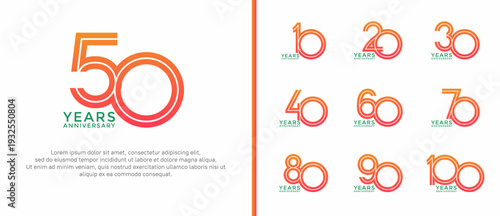 anniversary vector logo set, peach color can be use for celebration