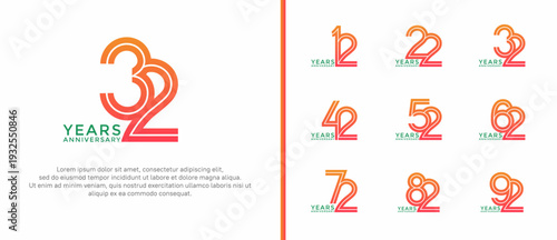 anniversary vector logo set, peach color can be use for celebration