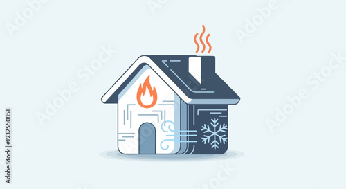 House on Fire Burning Illustration.