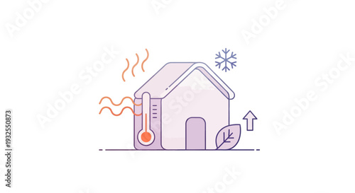 Simple house with thermometer icon.