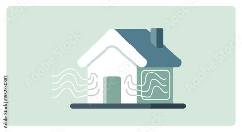 Simple house with blue roof.