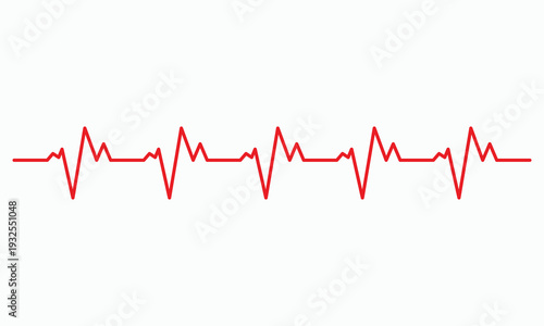 Red heartbeat pulse line vector on white. EKG ECG medical rhythm icon for healthcare, cardiology, and hospital design