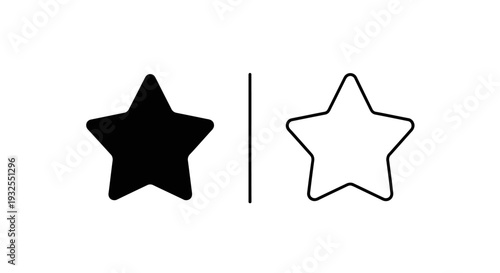 Black and white star icons comparison Vector