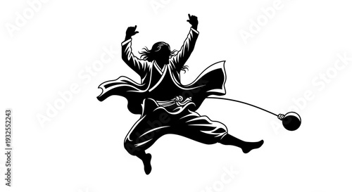 A person jumping in the air with a ball