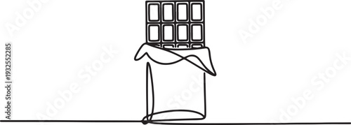 Chocolate Bar for World Chocolate Day Continuous One Line Drawing Vector.one line vector illustration with white background