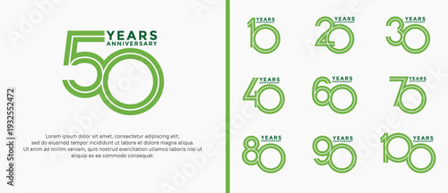 anniversary vector logo set, green color can be use for celebration