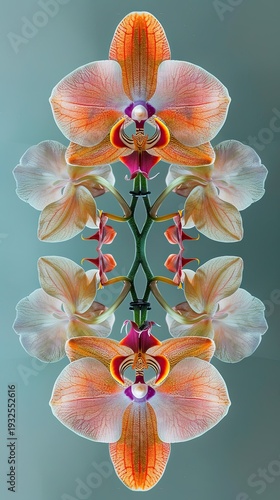 Symmetrical Orchid Reflection with Vibrant Colors