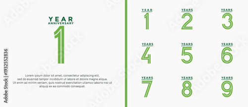 anniversary vector logo set, green color can be use for celebration