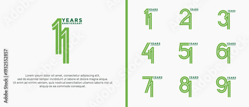 anniversary vector logo set, green color can be use for celebration