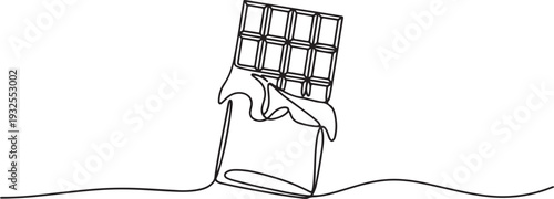 Chocolate Bar for World Chocolate Day Continuous One Line Drawing Vector.one line vector illustration with white background