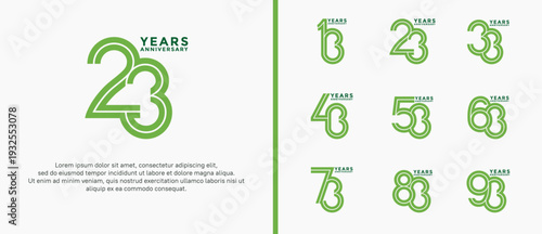 anniversary vector logo set, green color can be use for celebration