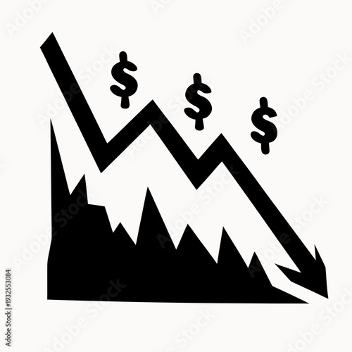 Downward financial trend graph with dollar signs indicating monetary loss
