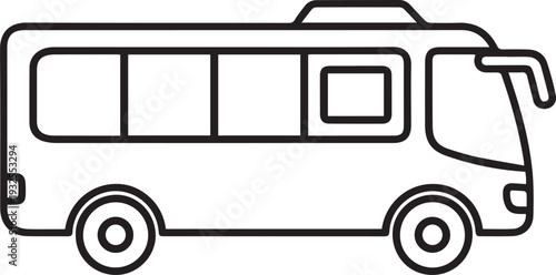 Black outlined icon of bus