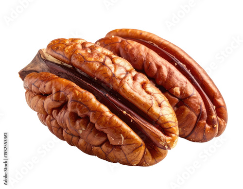 Two detailed, raw, brown shelled nut halves are shown